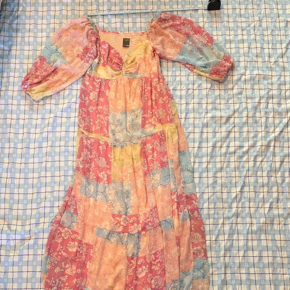 Taylor Floral Patchwork Dress with Pink and Yellow